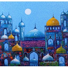 Javed Qamar, 8 x 8 inch, Acrylic On Canvas, Cityscape Painting, AC-JQ-278